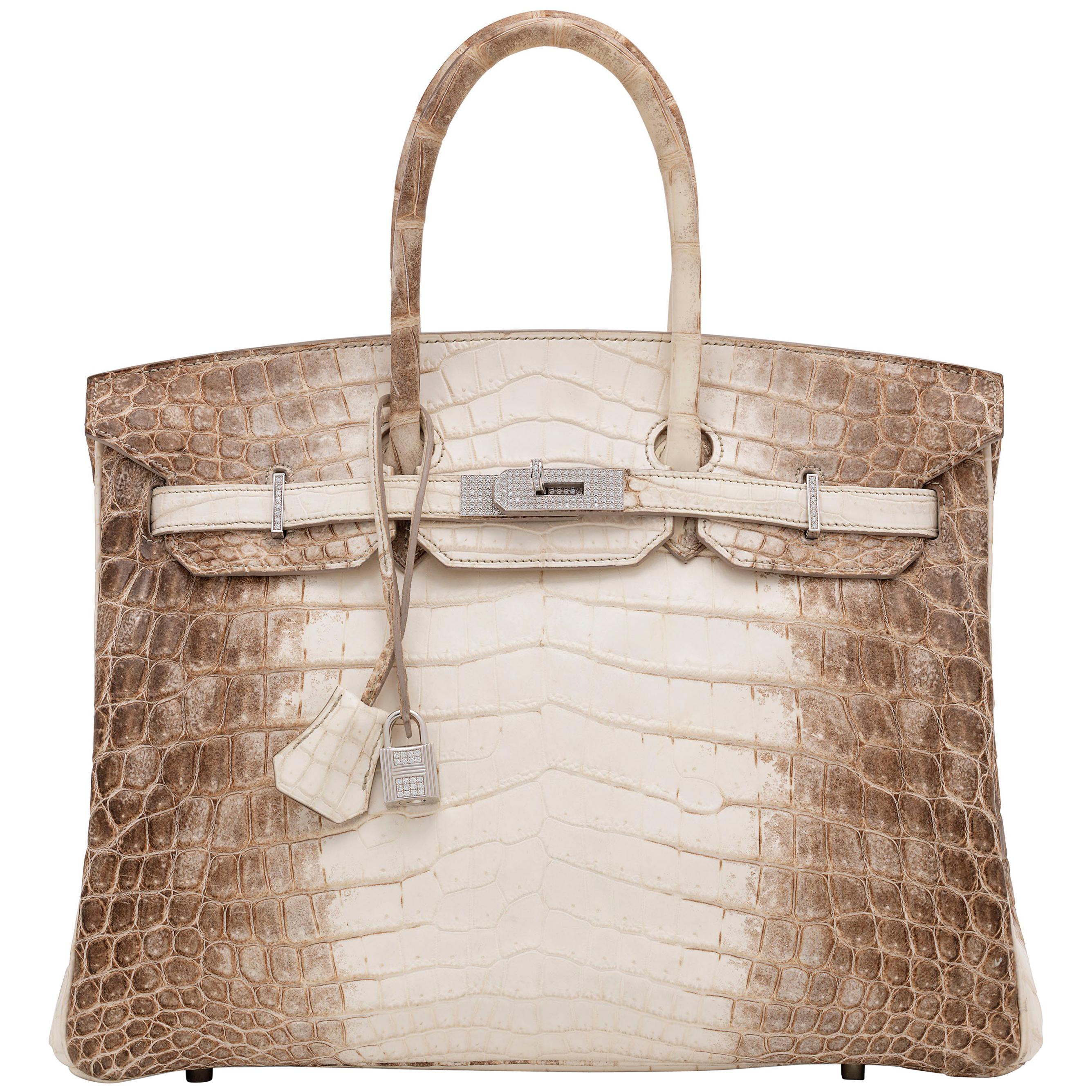 HERMÈS Himalaya Crocodile Diamond Birkin 35 with 18K White Gold Hardware For Sale