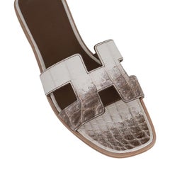 Hermes Himalaya Oran Sandal Matte Alligator Flat Shoes 37/ 7 New w/ Box