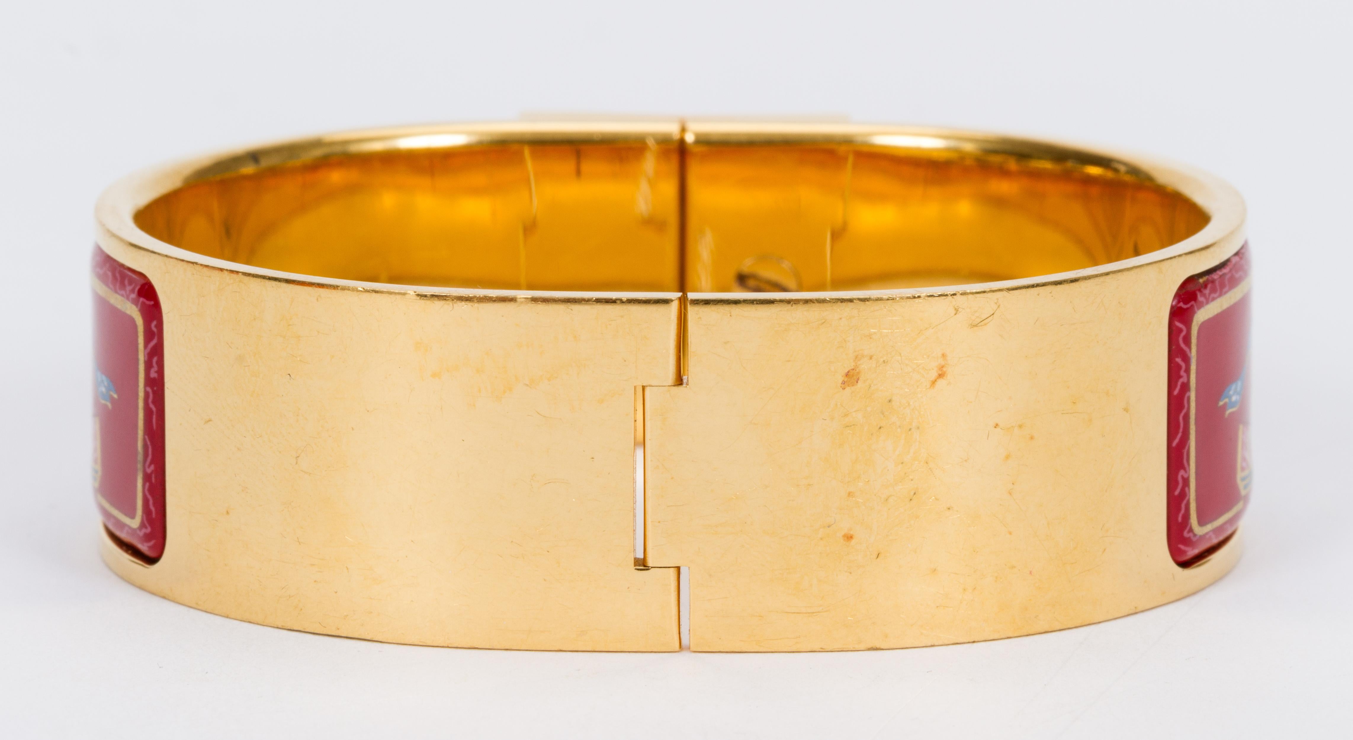 Hermès Hinged Red Enamel Cuff Bracelet 1