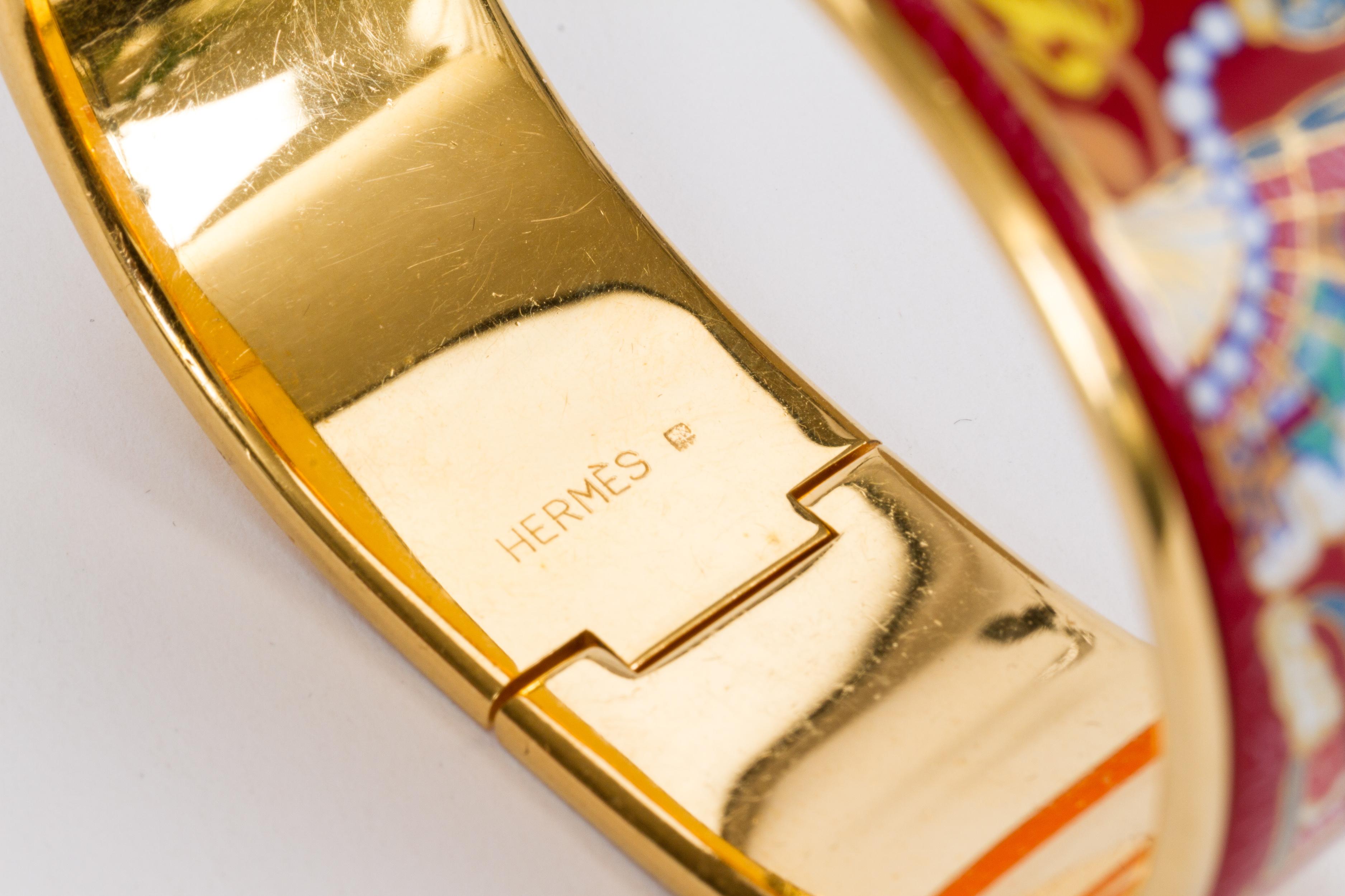 Hermès Hinged Red Enamel Cuff Bracelet 3