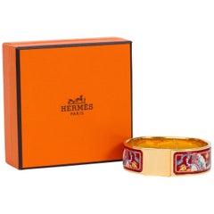 Hermès Hinged Red Enamel Cuff Bracelet