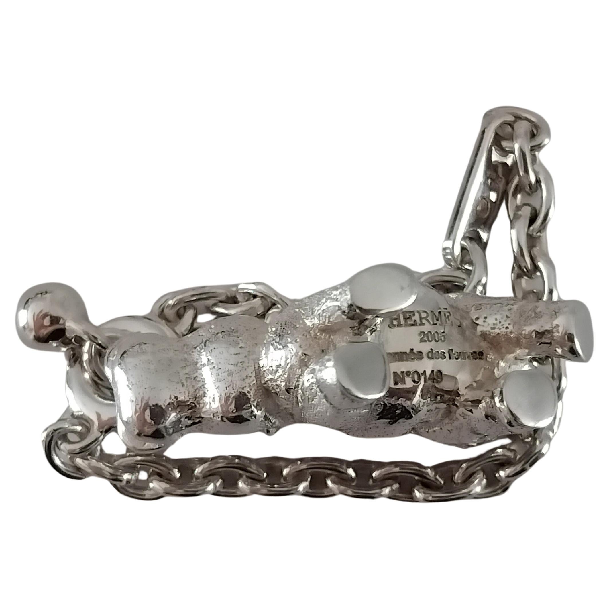 Hermès Hippopotamus Silver Keychain Key Holder 2005 For Sale 7