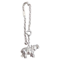 Hermès Hippopotamus Silver Keychain Key Holder 2005