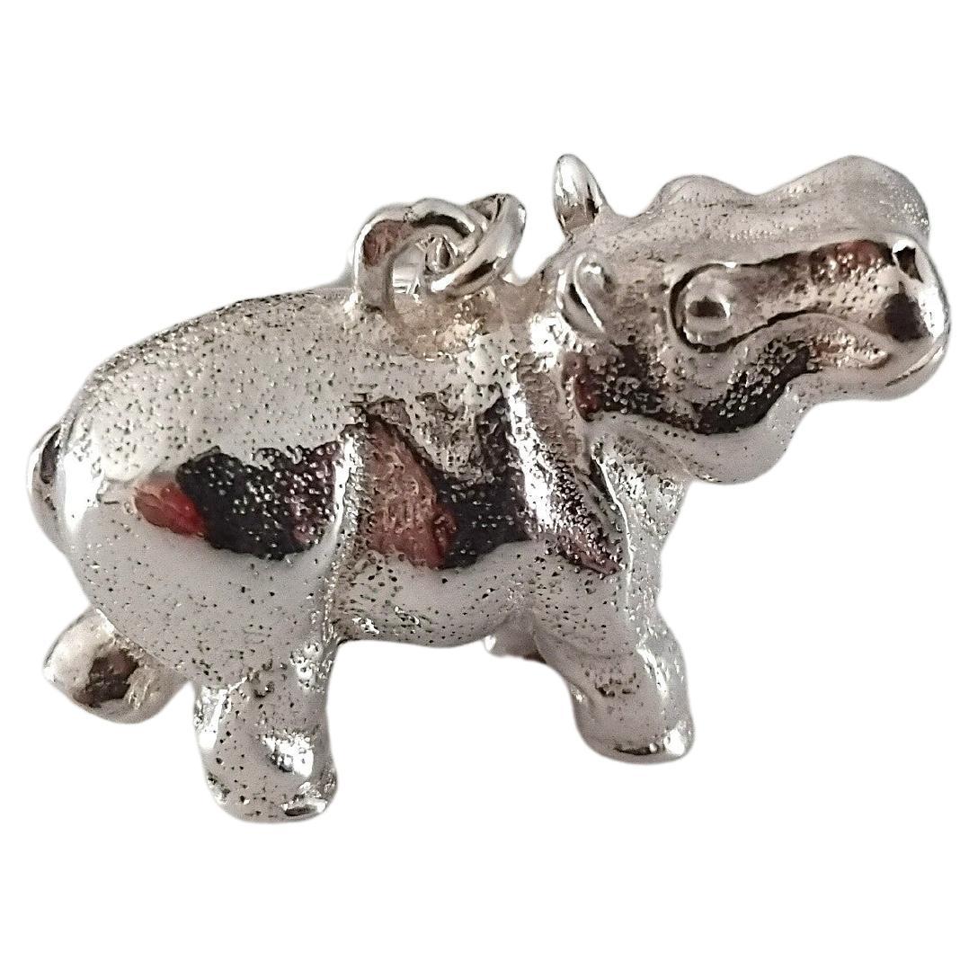 Hermès Hippopotamus Silver Keychain Key Holder 2005 For Sale 1