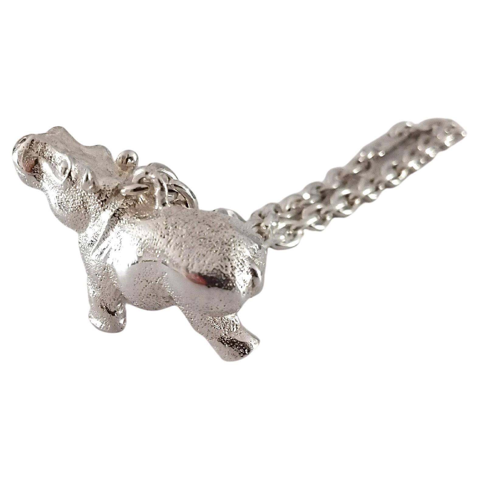 Hermès Hippopotamus Silver Keychain Key Holder 2005 For Sale 3