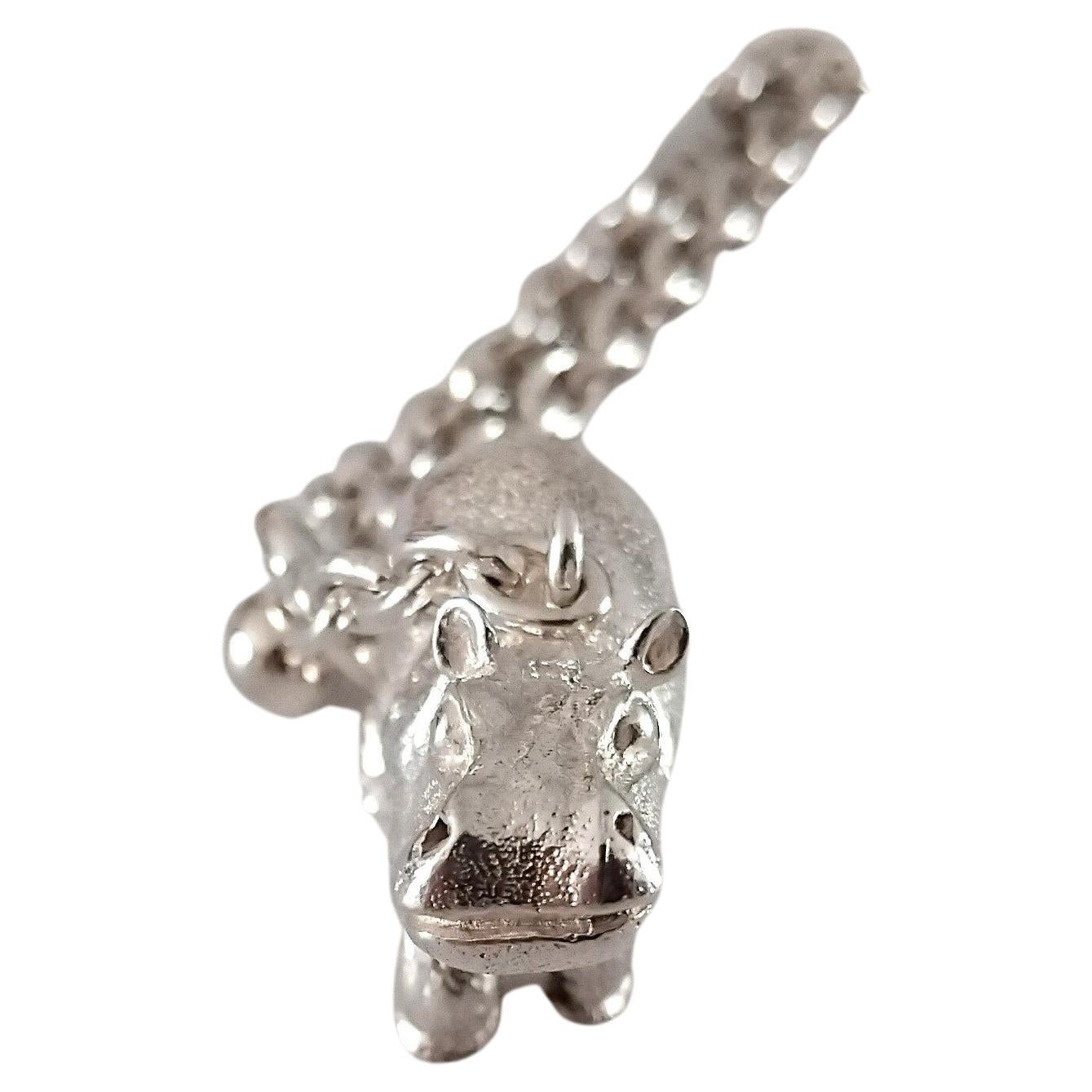 Hermès Hippopotamus Silver Keychain Key Holder 2005 For Sale 4