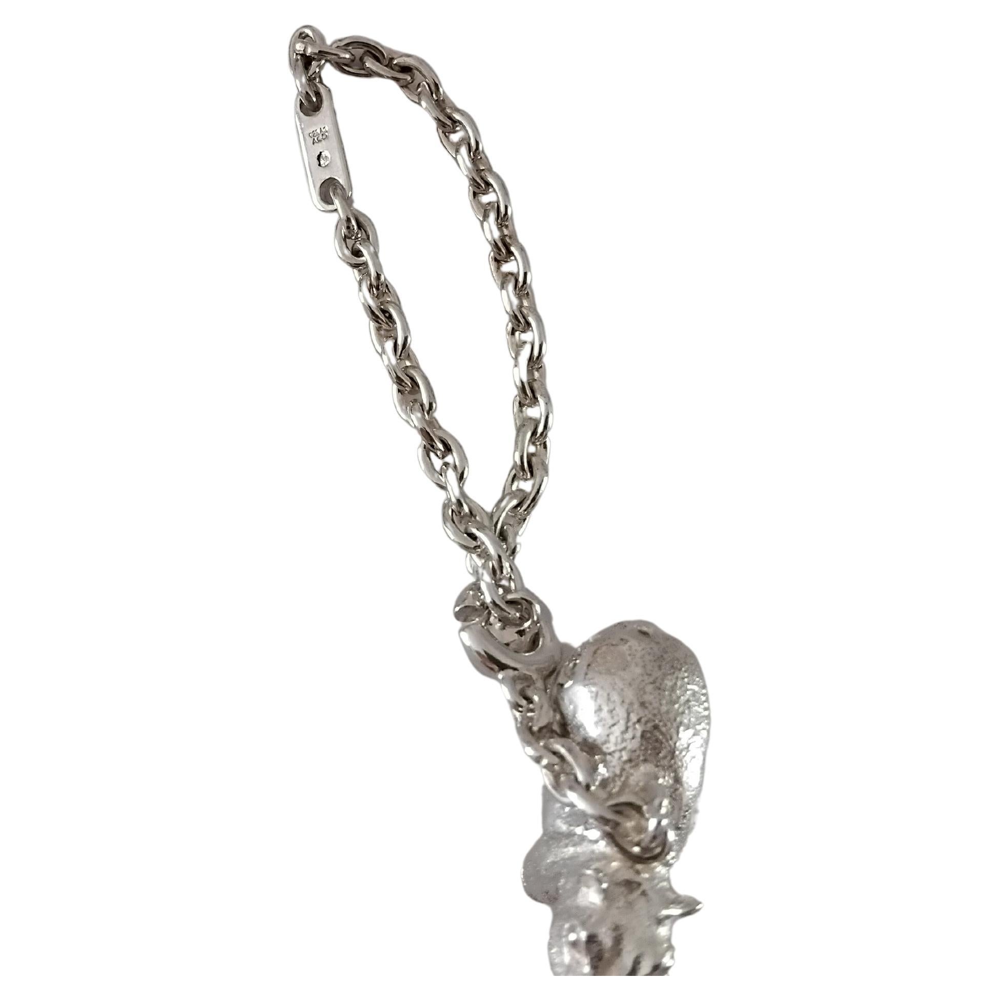 Hermès Hippopotamus Silver Keychain Key Holder 2005 For Sale 5