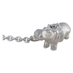 Porte-clés Hermès Hippopotamus Silver Keychain 2005