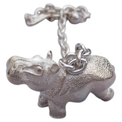 Hermès Hippopotamus Silver Keychain Key Holder 2005