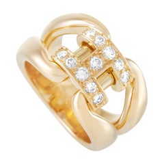 Hermès History 18k Yellow Gold Diamond H Ring