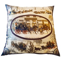 Hermès, Hollywood Regency Style, Large Pillow, Vintage Silk Scarf, 1990s
