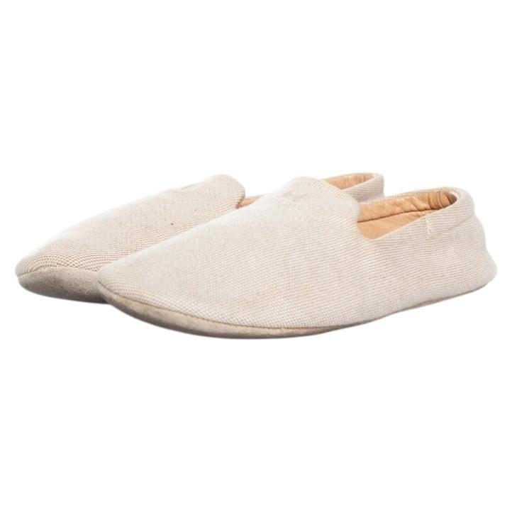 Pre-owned Hermes , Home Canvas Slippers In Beige In Brown