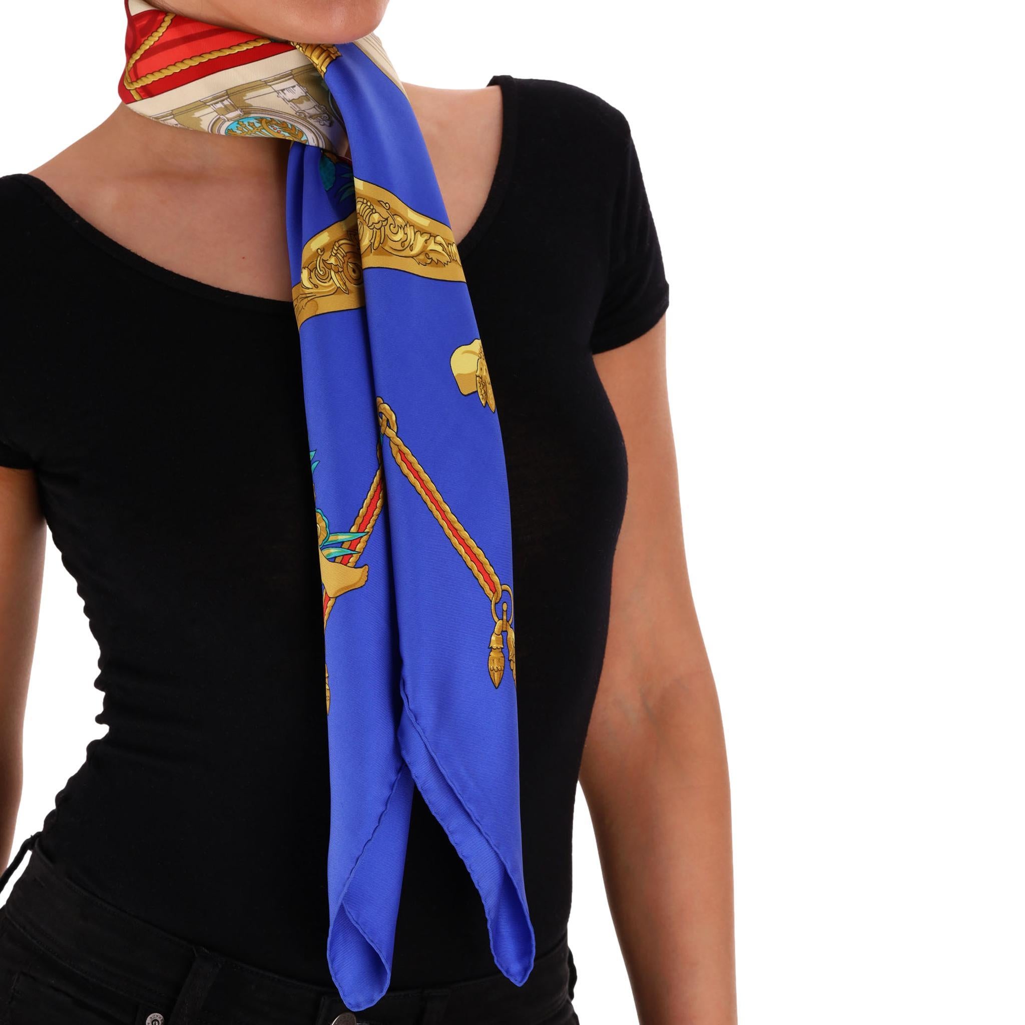 Hermes Hommage A Charles Garnier Silk Scarf

Blue scarf fully crafted from silk with Hommage A Charles Garnier Architecte De L'Opera De Paris print designed by Caty Latham.

Featuring hand-rolled edges.

Rrp Approx. £450

Size – 89 x 89cm

Condition