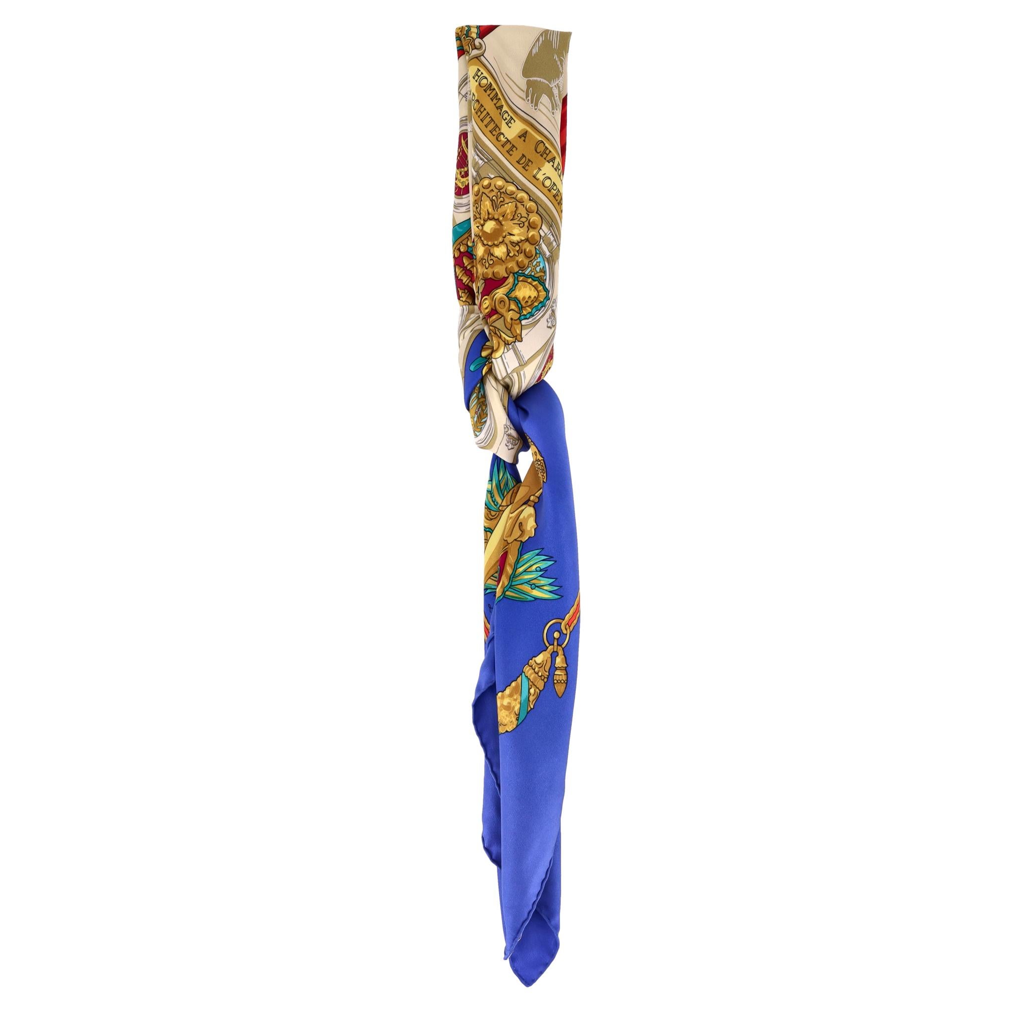 Hermes Hommage A Charles Garnier Silk Scarf In Excellent Condition For Sale In London, GB