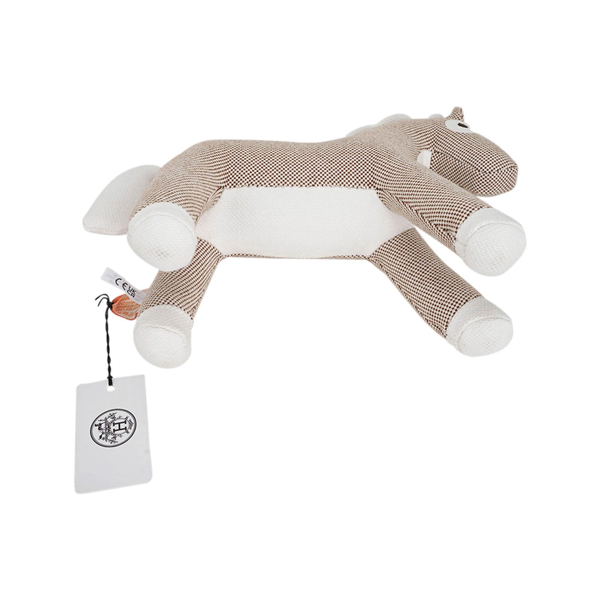 Women's or Men's Hermes Honore Epopee Horse Plush Toy Naturel H Canvas For Sale