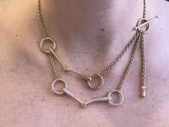 Hermes Horse Bit 18k Rose Gold Diamond Filet D'Or Necklace 1.83ctw