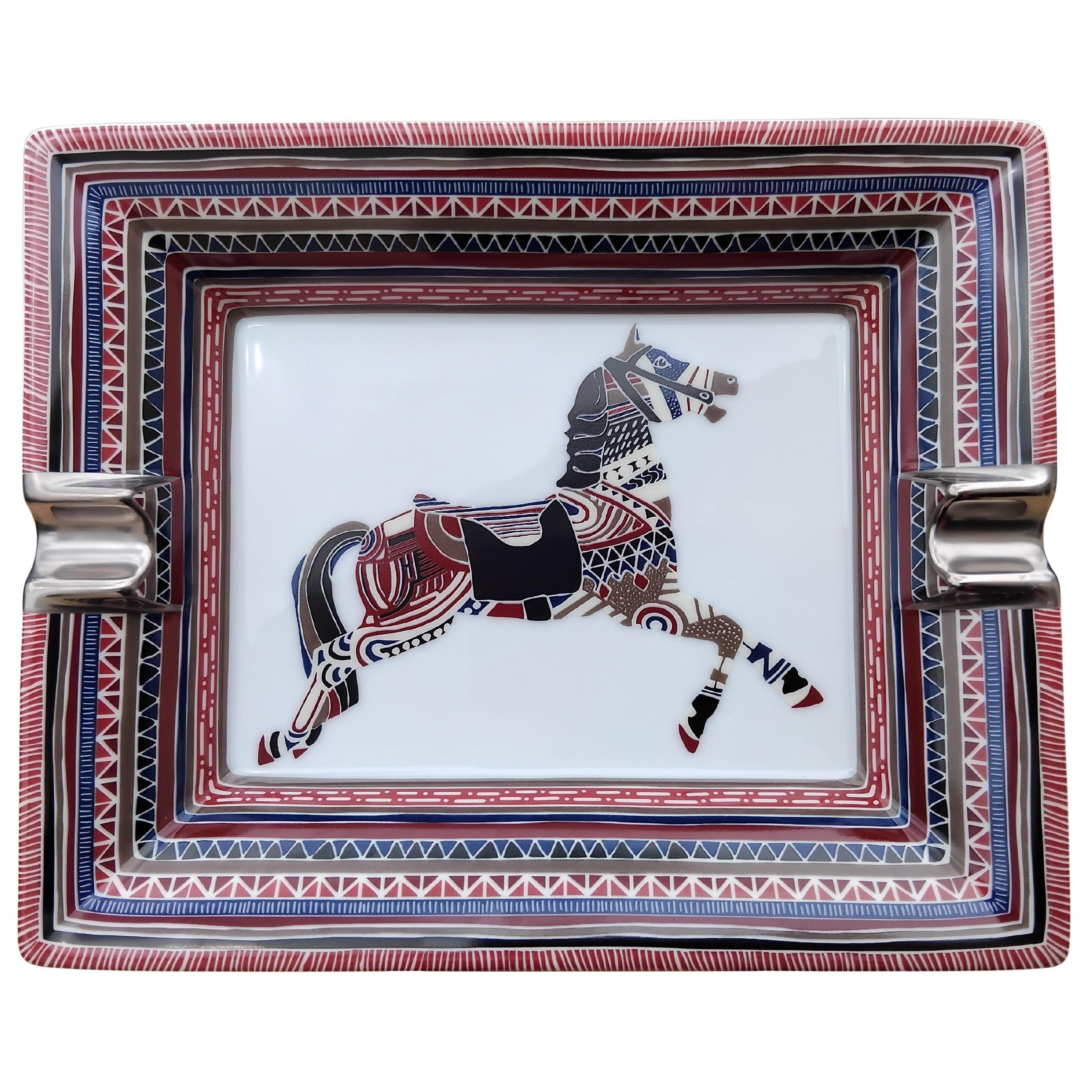 Hermès Cavallo Posacenere Portacenere Vassoio Portaoggetti Porcellana Platino