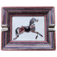 Hermès Cavallo Posacenere Portacenere Vassoio Portaoggetti Porcellana Platino