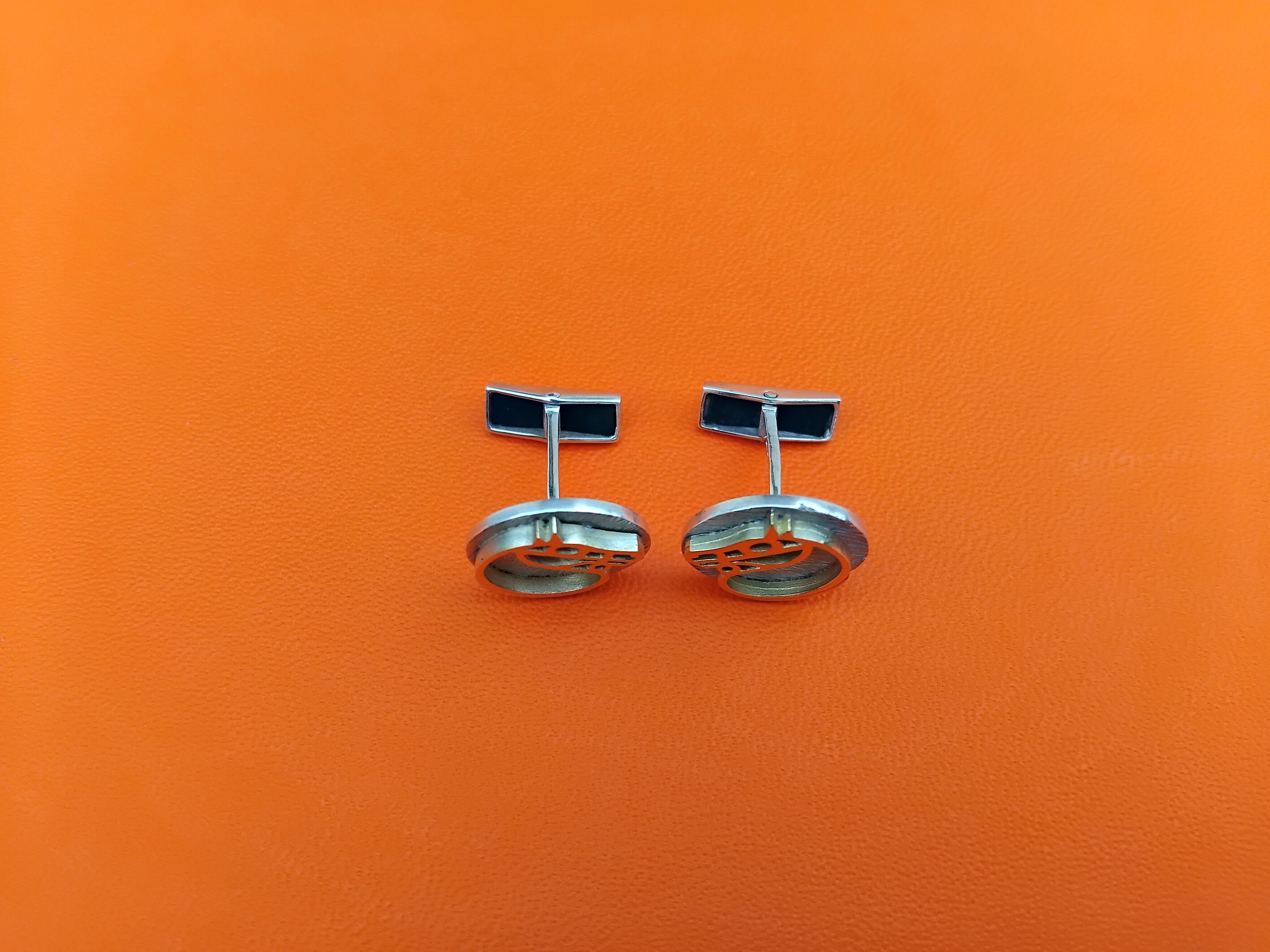 Hermès Horse Cufflinks Silver Vermeil Gaetan de Percin Equestrian Theme Texas 8