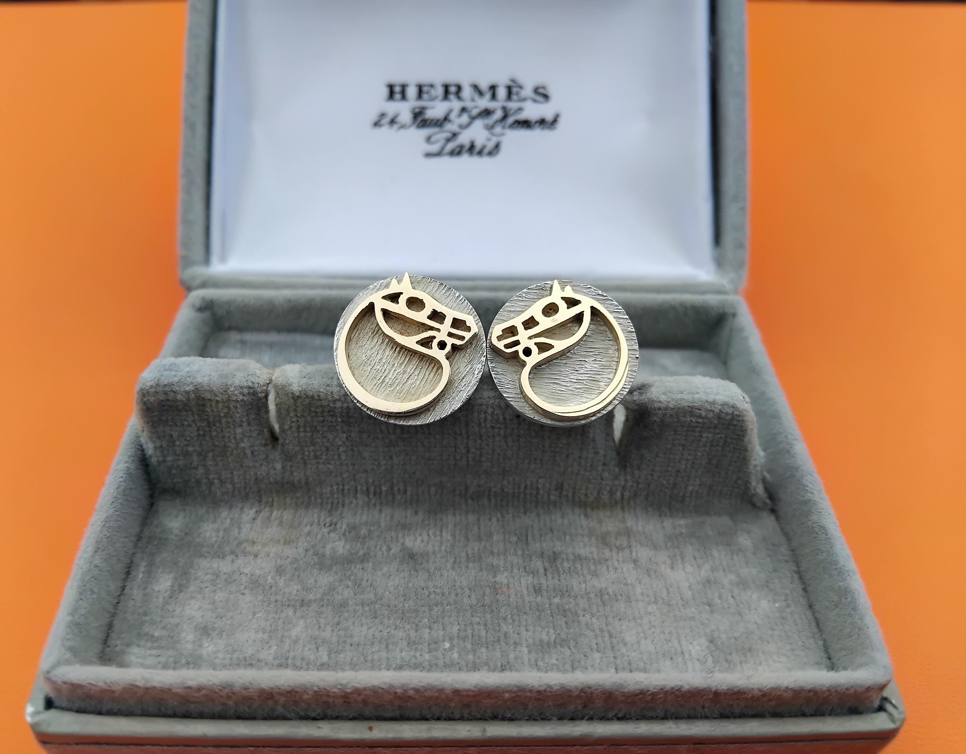 Hermès Horse Cufflinks Silver Vermeil Gaetan de Percin Equestrian Theme Texas 9