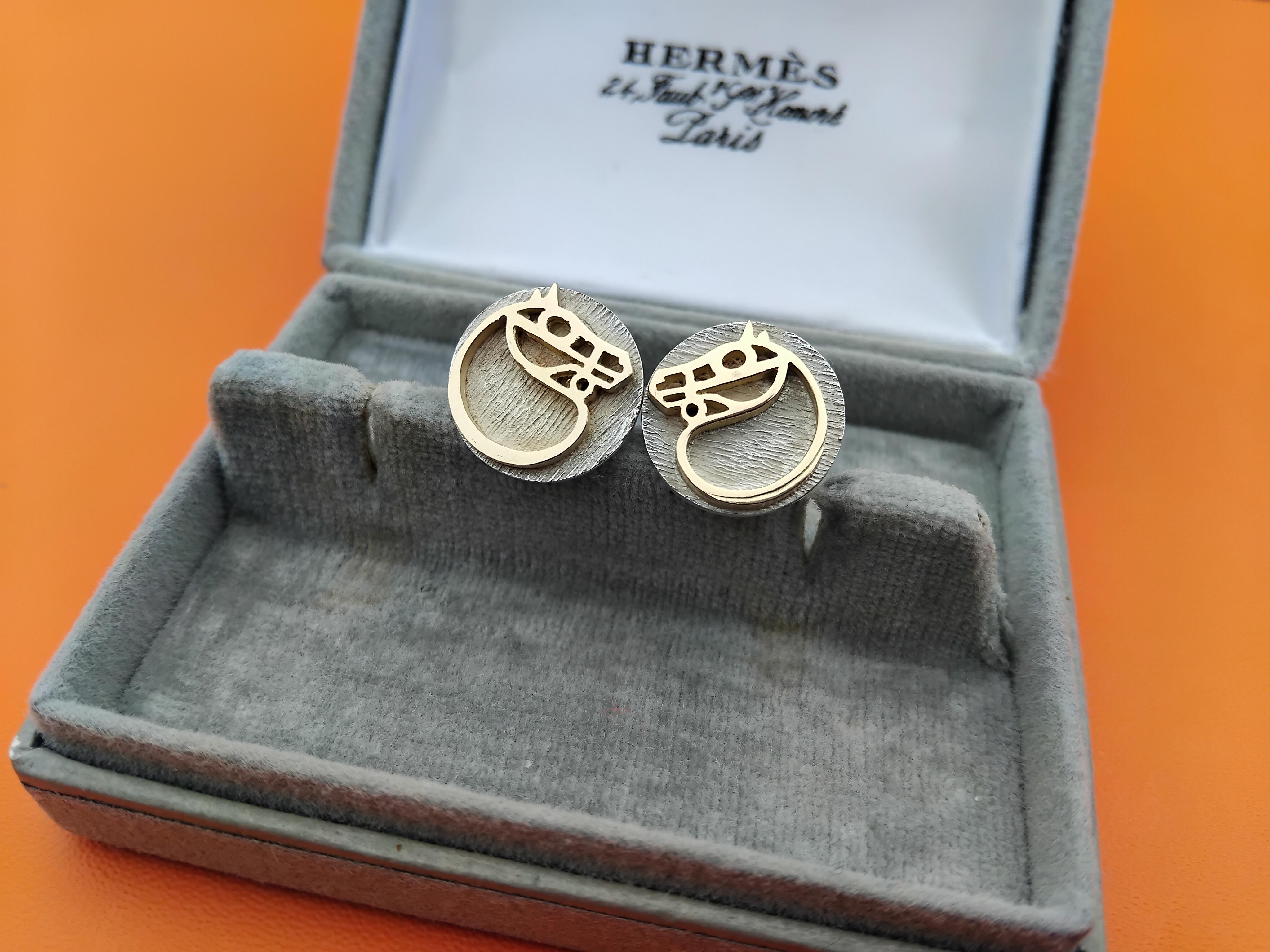 Hermès Horse Cufflinks Silver Vermeil Gaetan de Percin Equestrian Theme Texas 10