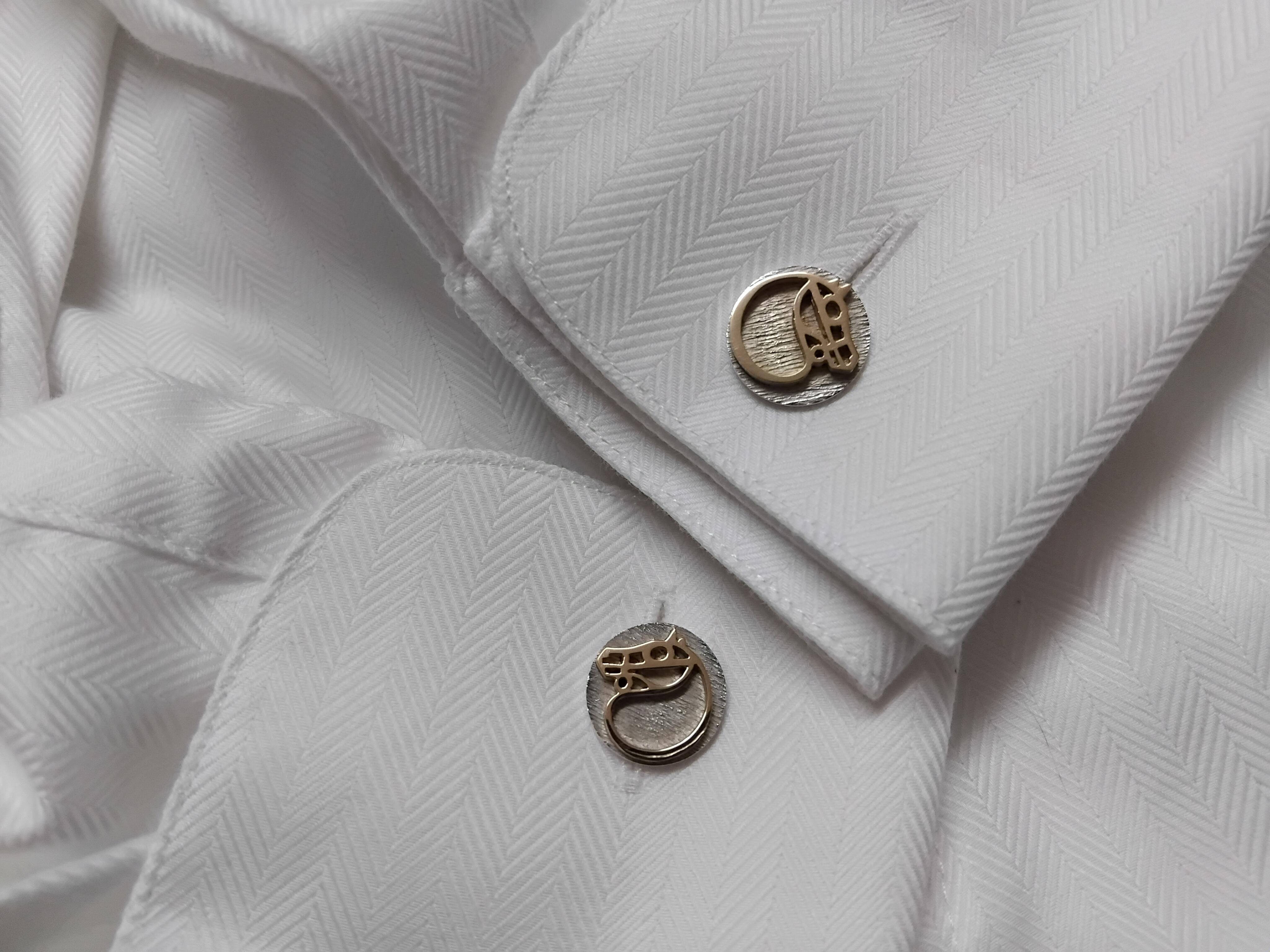 Hermès Horse Cufflinks Silver Vermeil Gaetan de Percin Equestrian Theme Texas 12