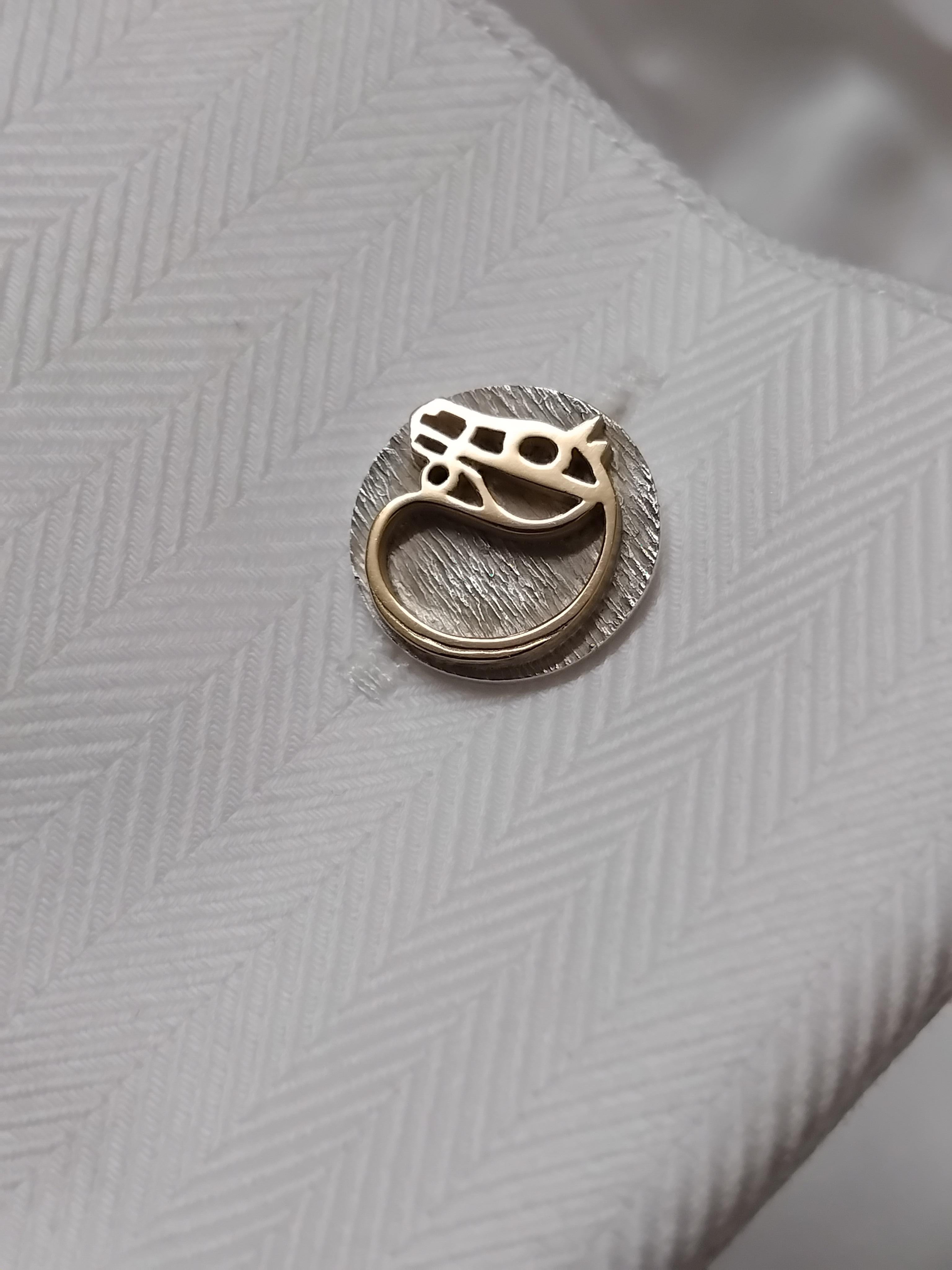 Hermès Horse Cufflinks Silver Vermeil Gaetan de Percin Equestrian Theme Texas 13