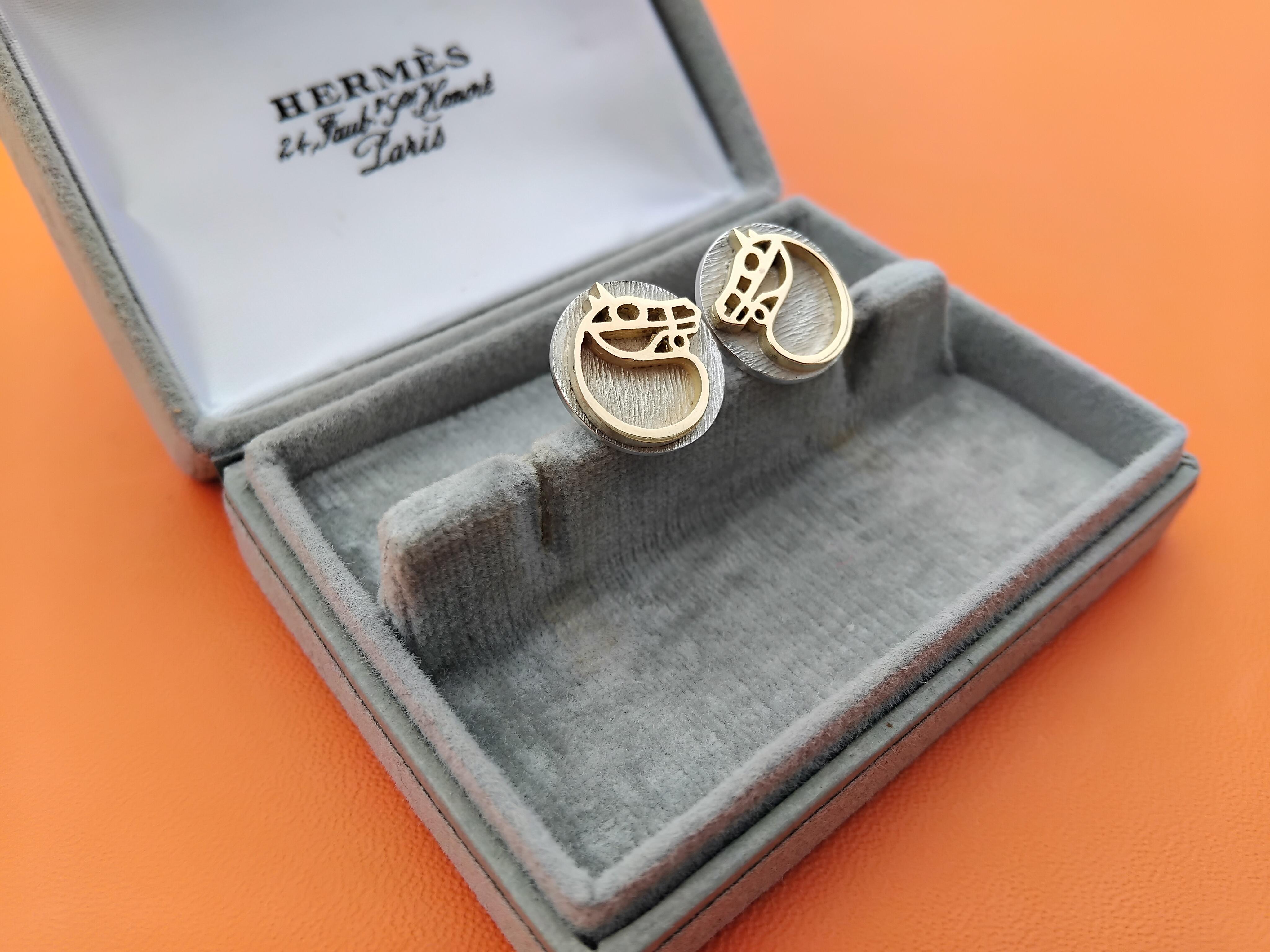Hermès Horse Cufflinks Silver Vermeil Gaetan de Percin Equestrian Theme Texas 1