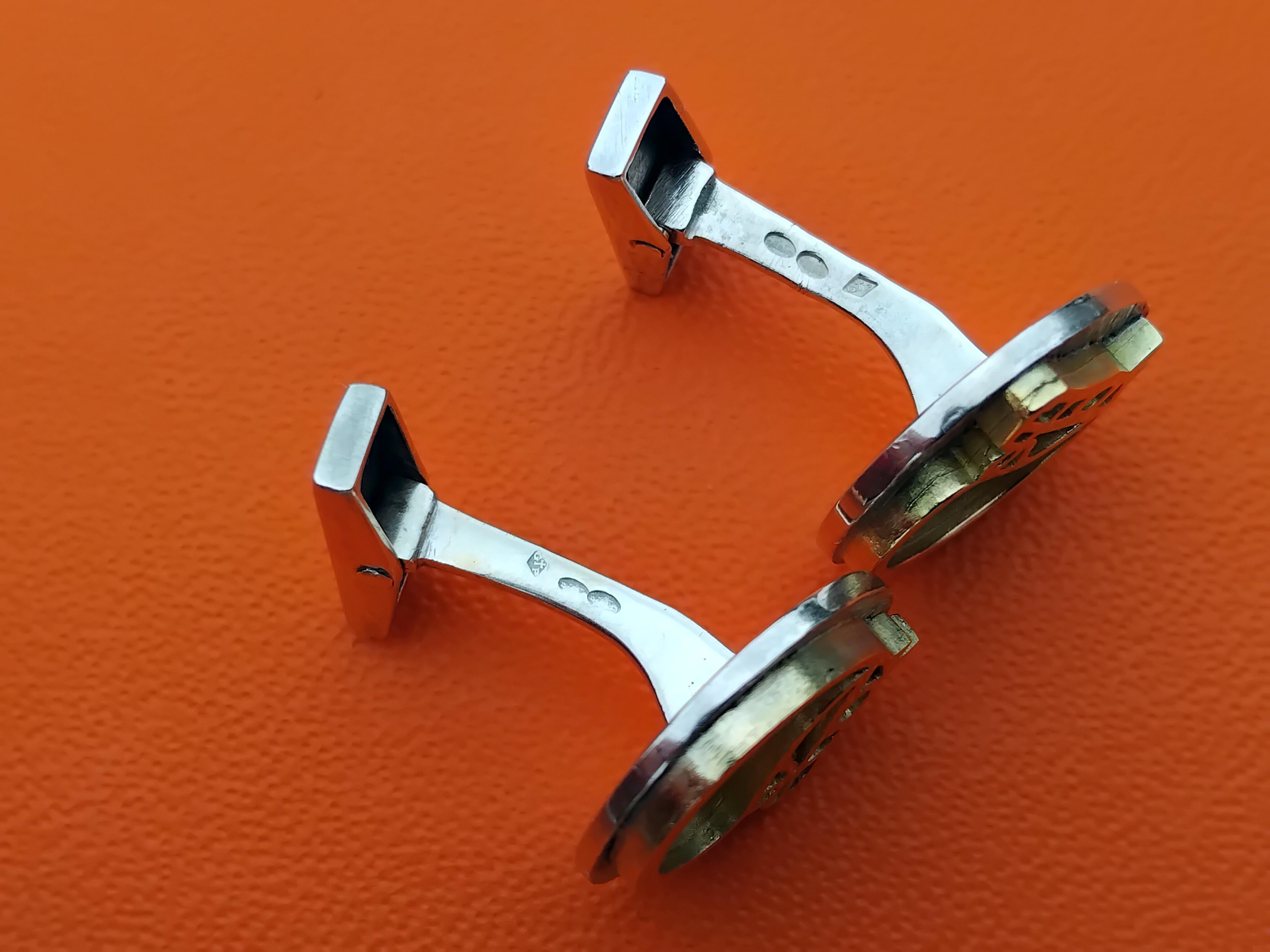 Hermès Horse Cufflinks Silver Vermeil Gaetan de Percin Equestrian Theme Texas 3
