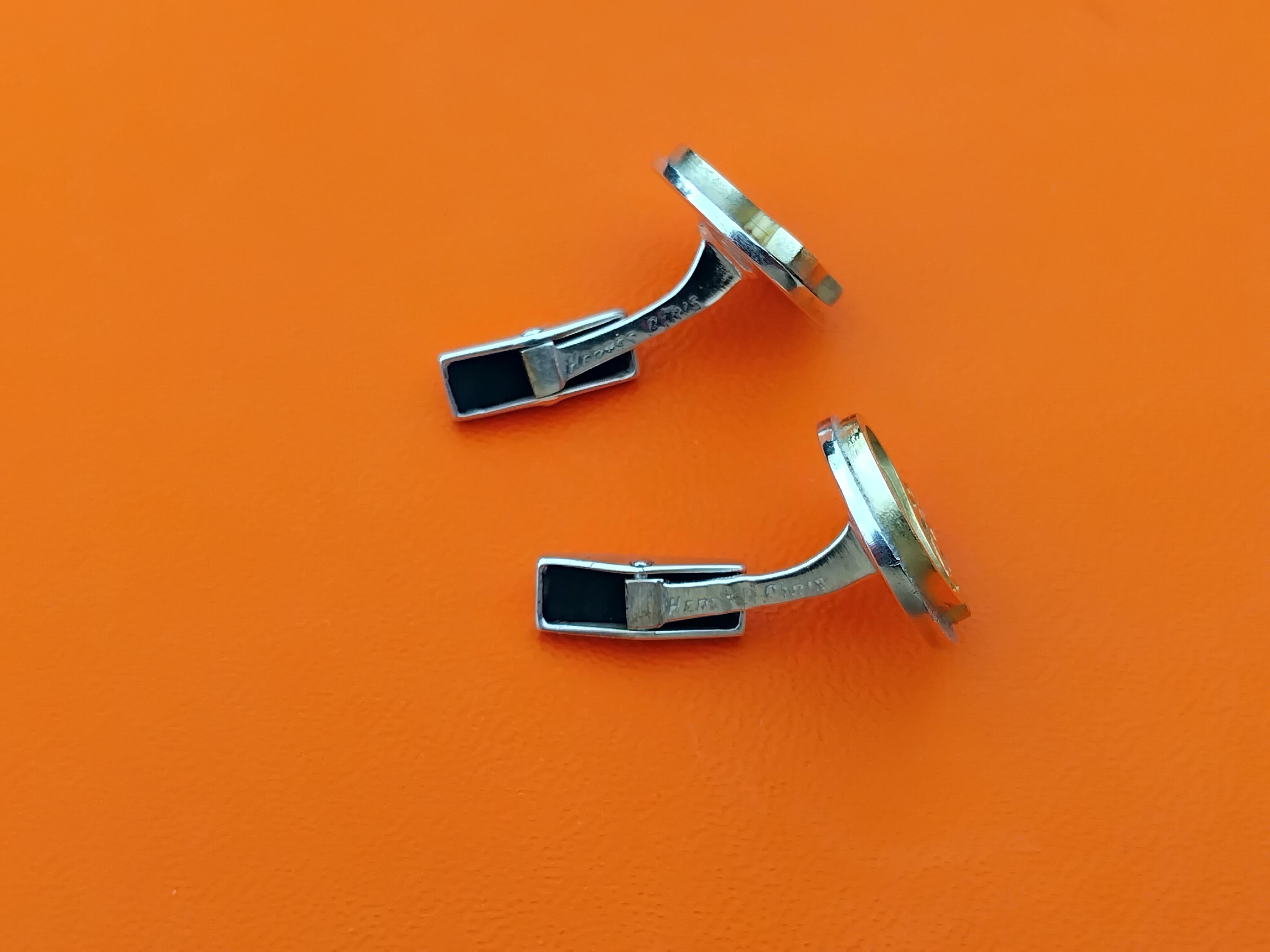 Hermès Horse Cufflinks Silver Vermeil Gaetan de Percin Equestrian Theme Texas 5
