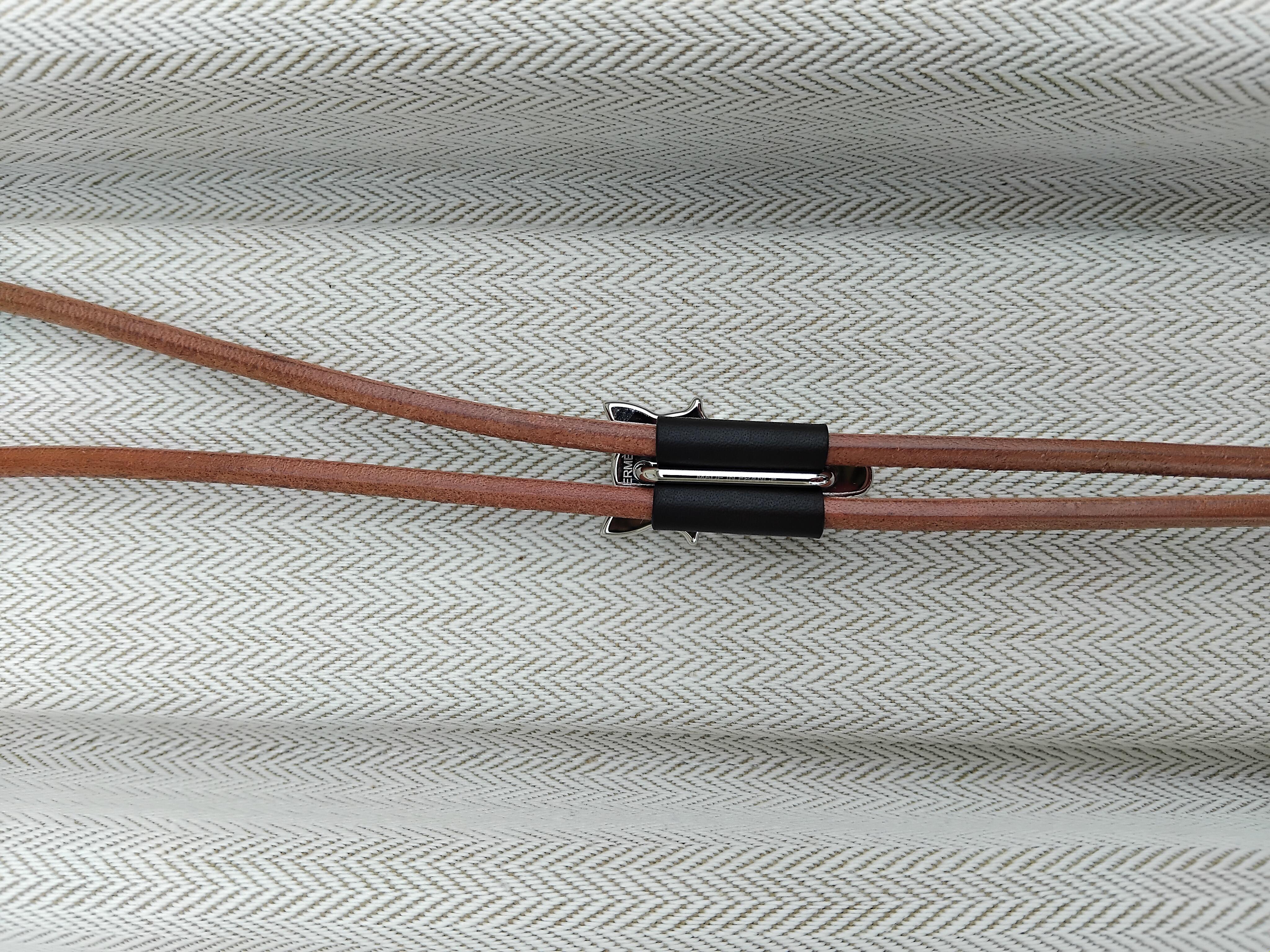 Hermès Horse Destrier Bolo Tie Palladium Leather Adjustable Necklace 3