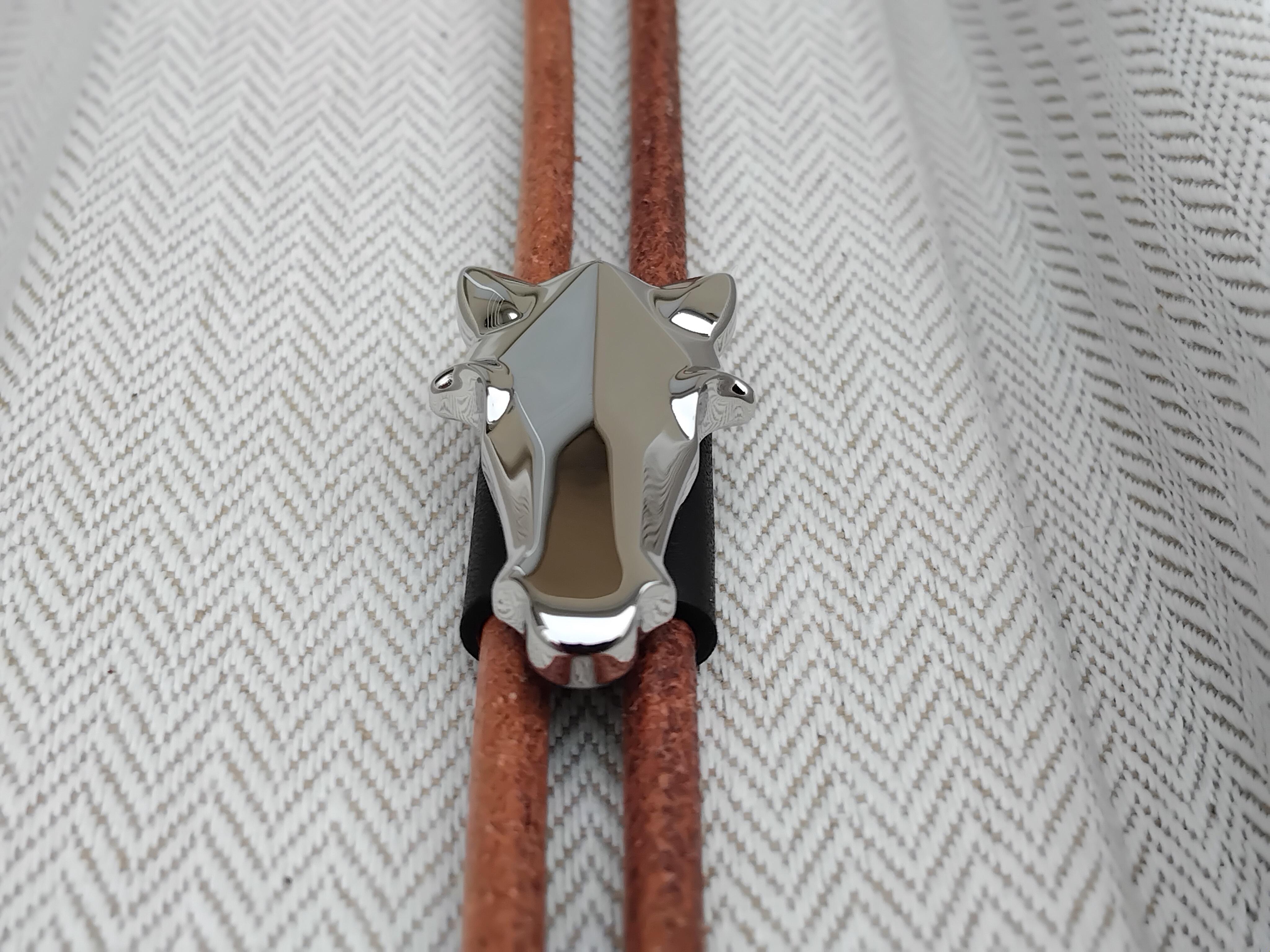 Hermès Horse Destrier Bolo Tie Palladium Leather Adjustable Necklace 6