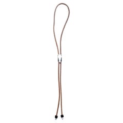 Hermès Horse Destrier Bolo Tie Palladium Leather Adjustable Necklace