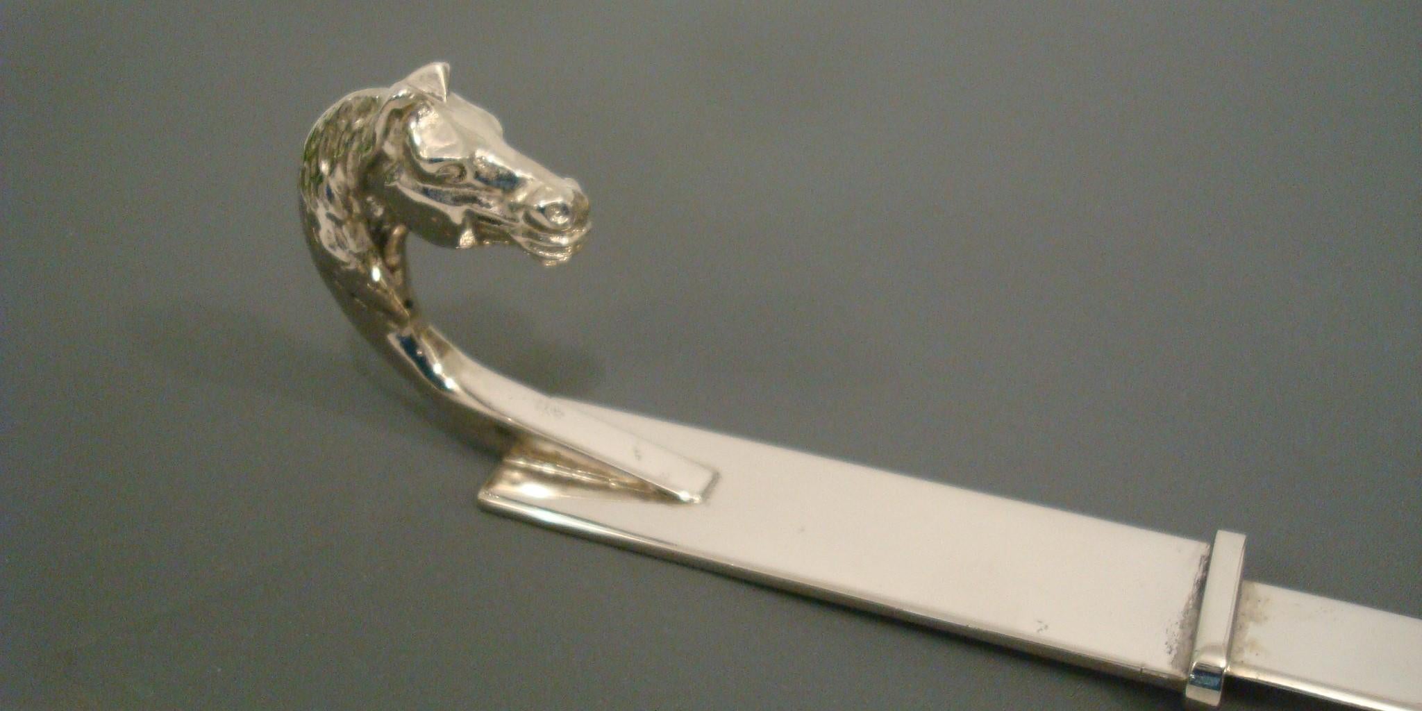 Hermes Pferdekopf / Reiter Brieföffner, 1960er Jahre Frankreich (Versilbert) im Angebot