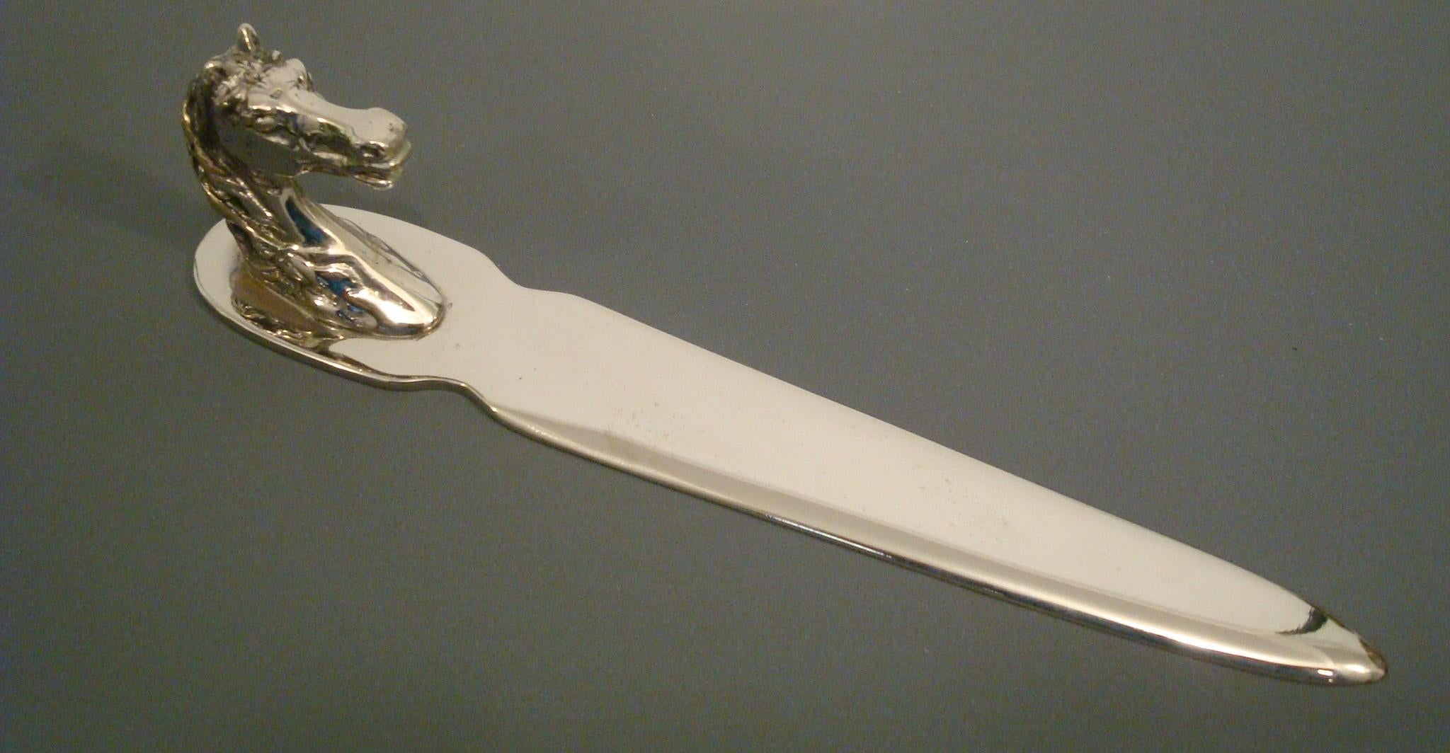 Hermes Pferdekopf / Reiter Brieföffner, 1960er Jahre Frankreich (Bronze) im Angebot