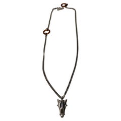 Collier avec pendentif « Tête de cheval » Hermès – Homme, Femme, Unisexe – Finition argentée