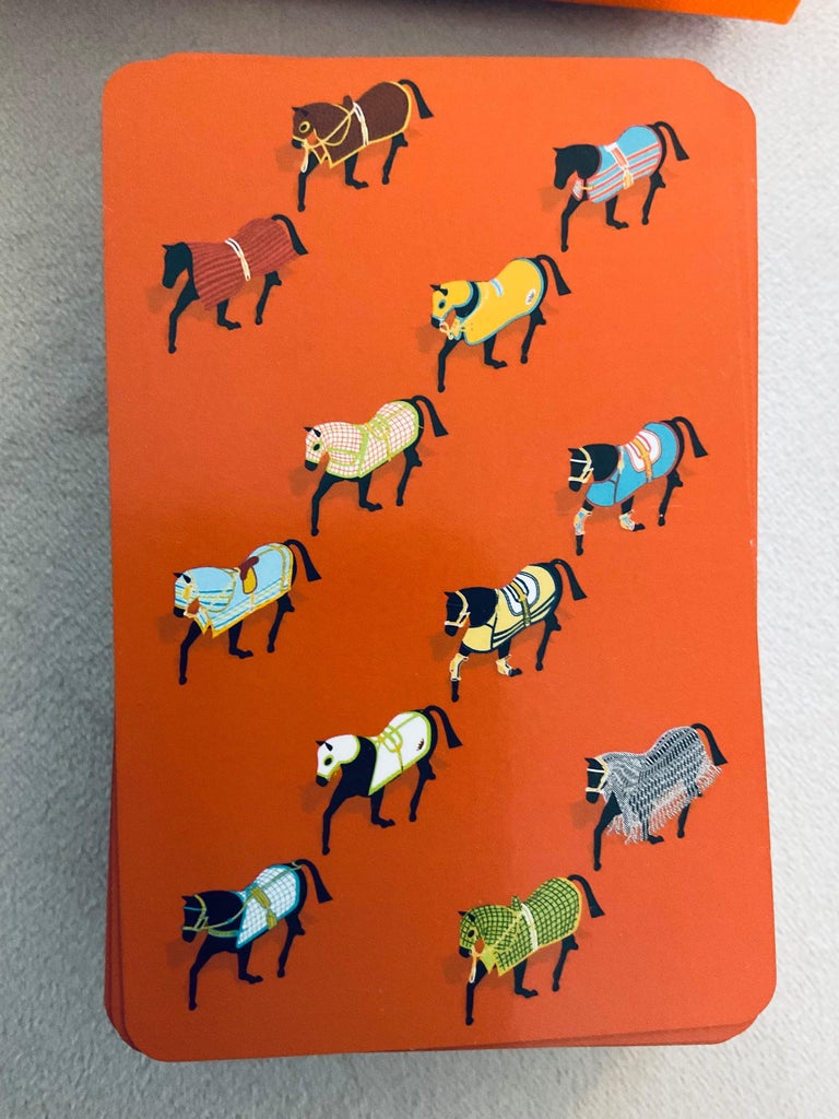 Hermes Horse Pattern Playing Cards Trump Silver Edges 2Decks