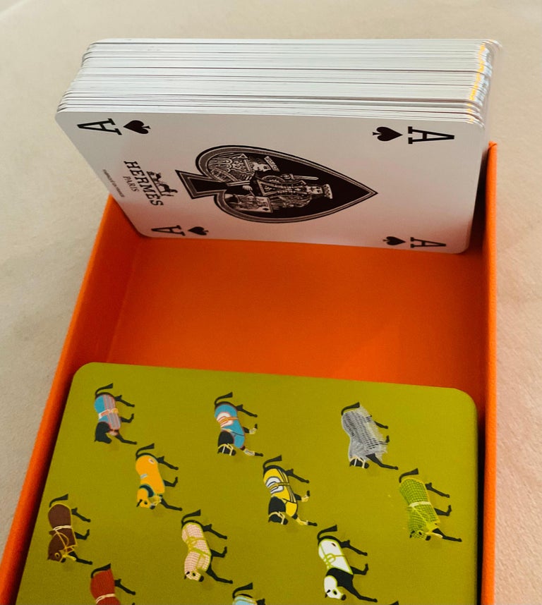 Hermes Horse Pattern Playing Cards Trump Silver Edges 2Decks