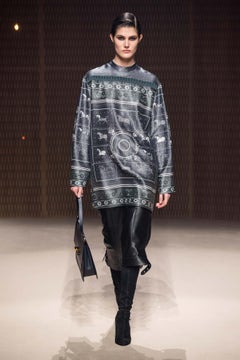 HERMES Horse Print Runway Fall 2019 Metallic Jacquard Tunic Top NEW W Tags