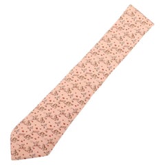 Hermès Horse Print Silk Necktie Pink