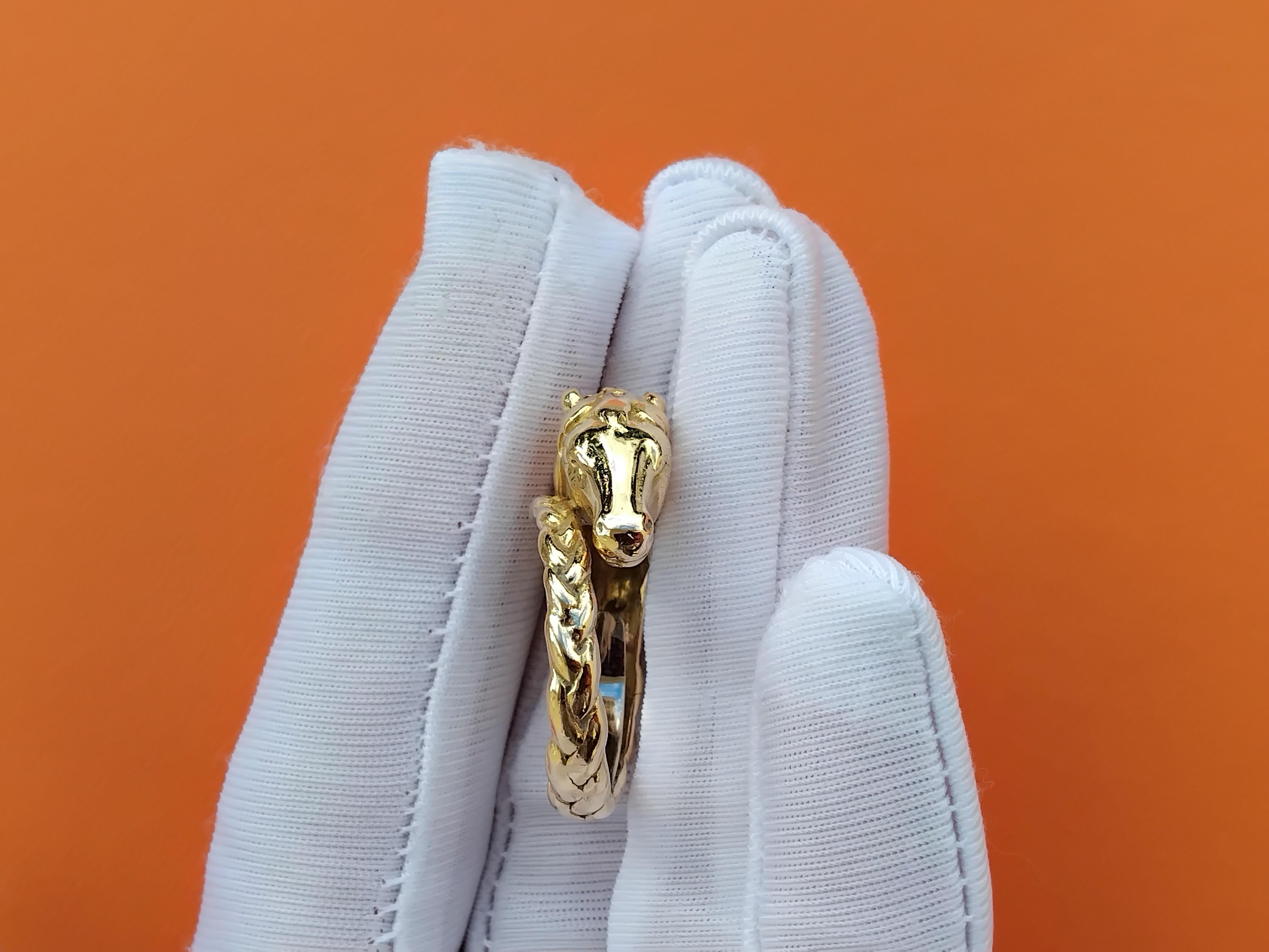 Hermès Horse Shaped Yellow Gold Ring Size 8 For Sale 12