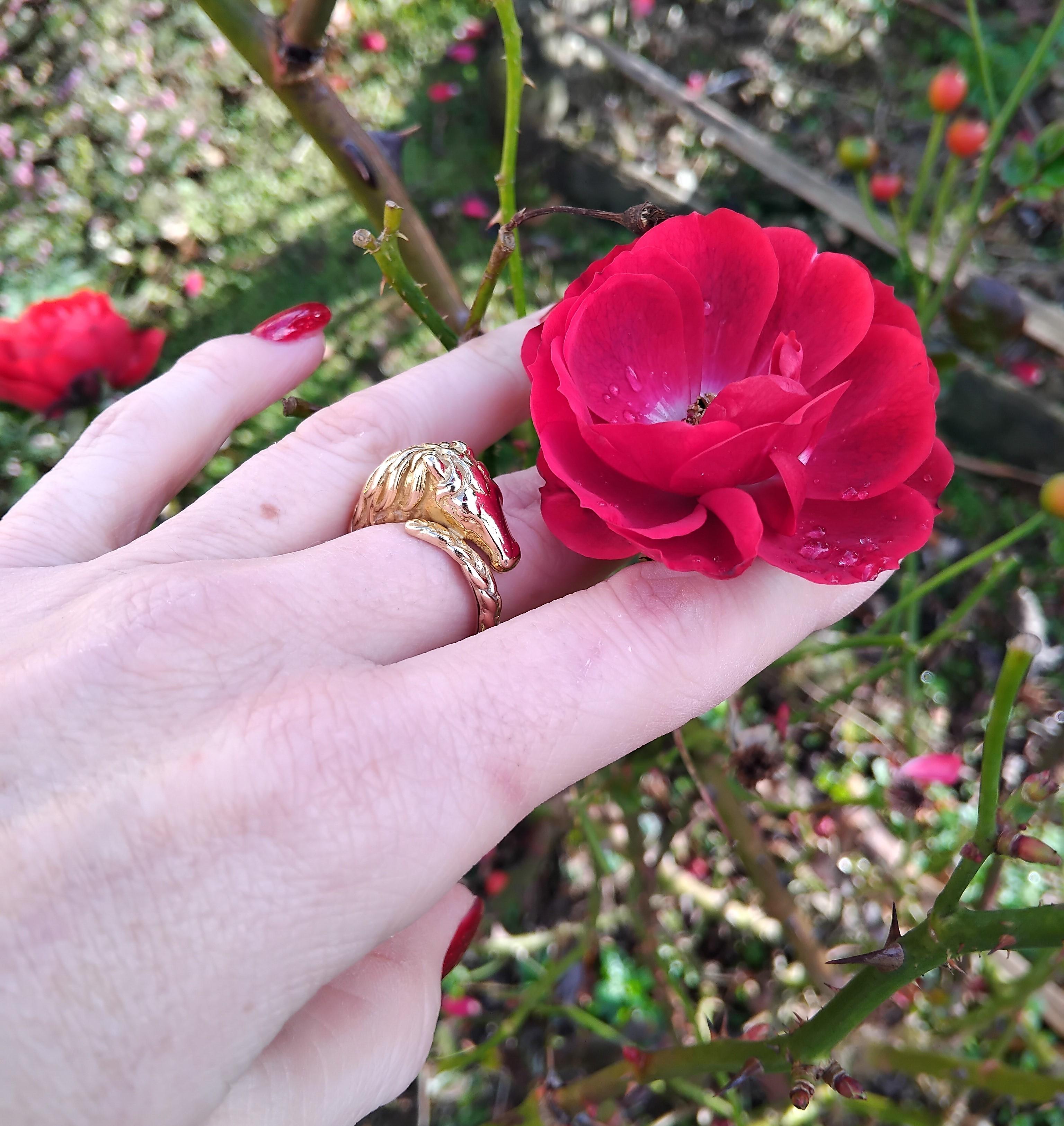 Hermès Horse Shaped Yellow Gold Ring Size 8 For Sale 15