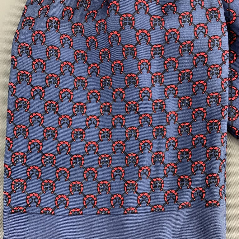HERMES Horse Shoe Print Navy and Red Silk Ascot at 1stDibs hermes ascot