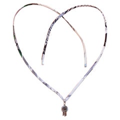 Hermès Horse Show Ribbon Anhänger Halskette Equesrian Rosette Charme