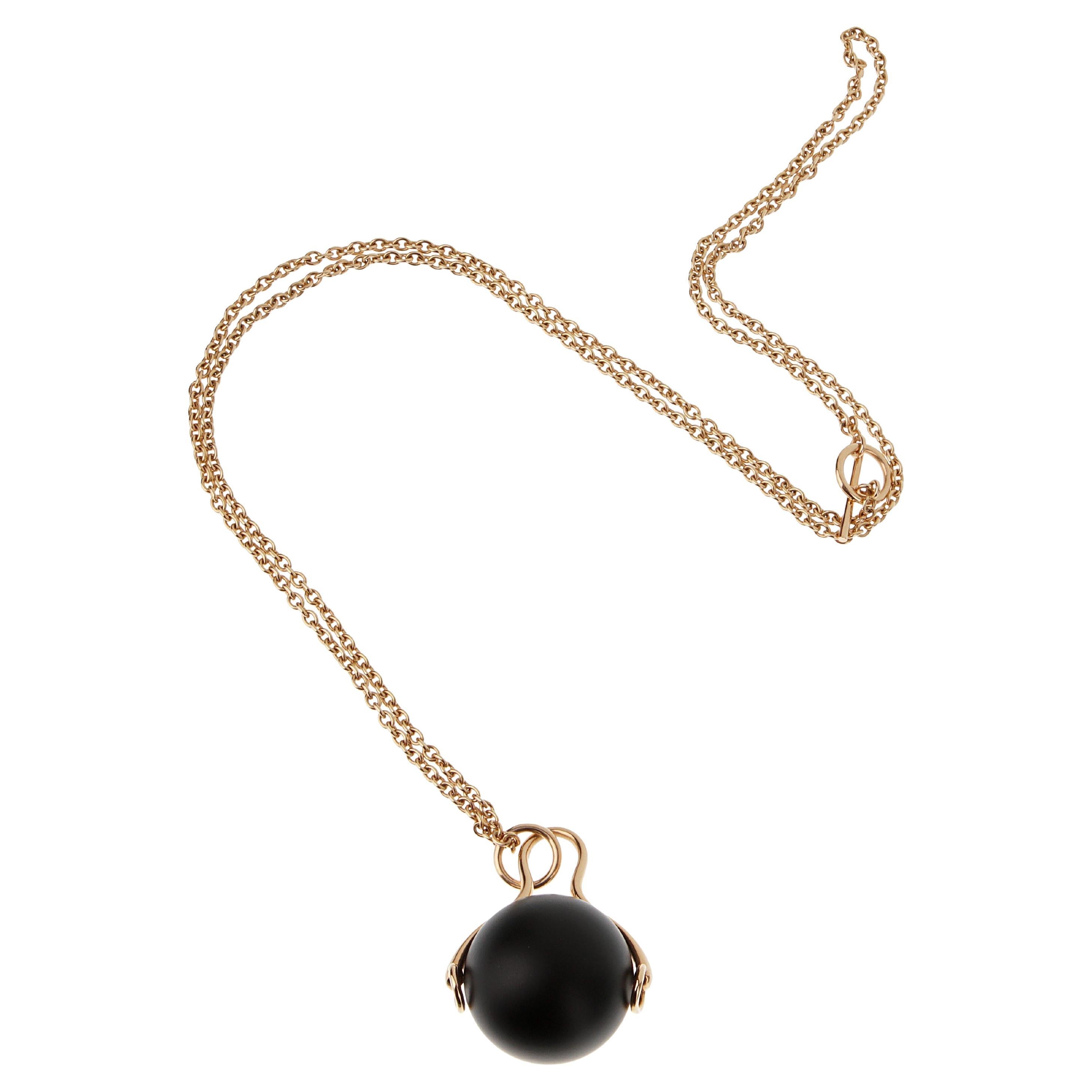 Hermes Horsebit 18k Rose Gold Sautoir Pendant Necklace