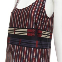 HERMES Horsebit buckle red white print scoop neck casual tank top FR38 S