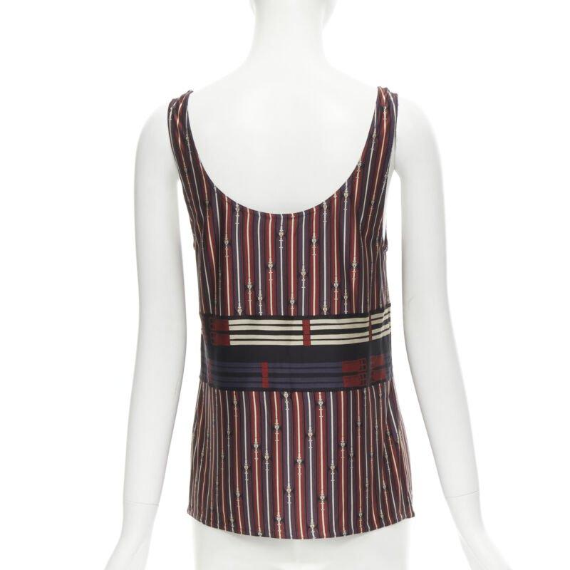 Donna HERMES Fibbia con morsetto rosso e bianco con stampa a collo alto FR38 S in vendita