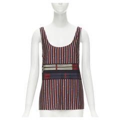 HERMES Horsebit buckle red white print scoop neck casual tank top FR38 S