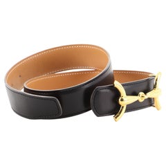 Hermes Horsebit Reversible Belt Leather Medium Black