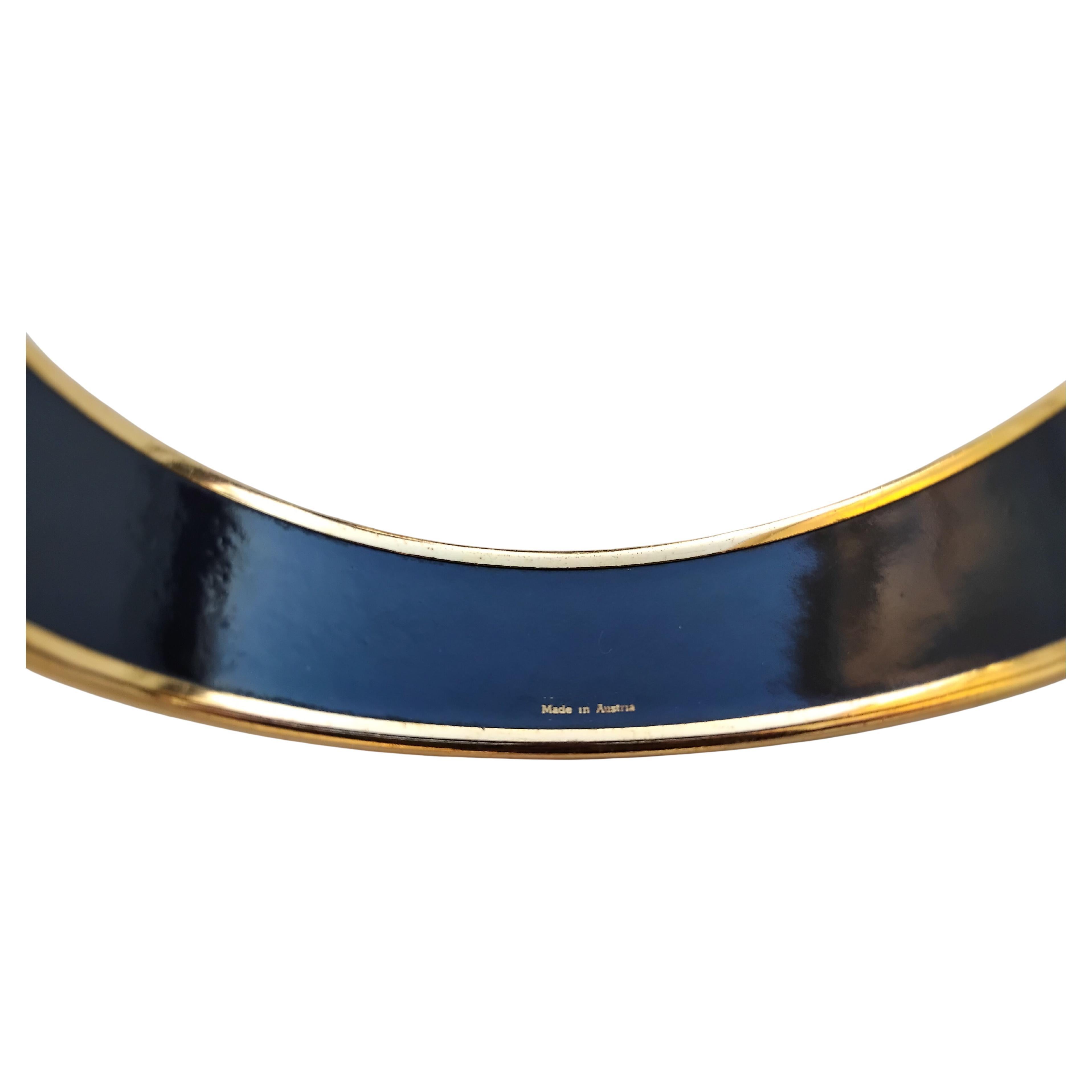 Hermès Horses Print Gold Hdw Enamel Bracelet Size 70 Art des Steppes 4